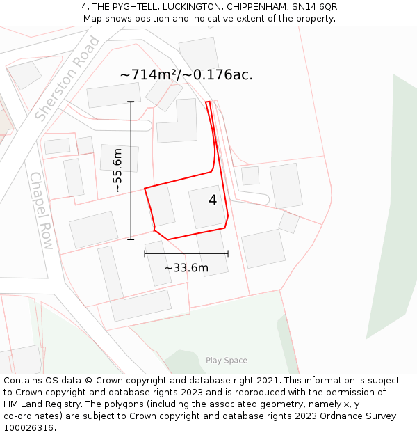 4, THE PYGHTELL, LUCKINGTON, CHIPPENHAM, SN14 6QR: Plot and title map