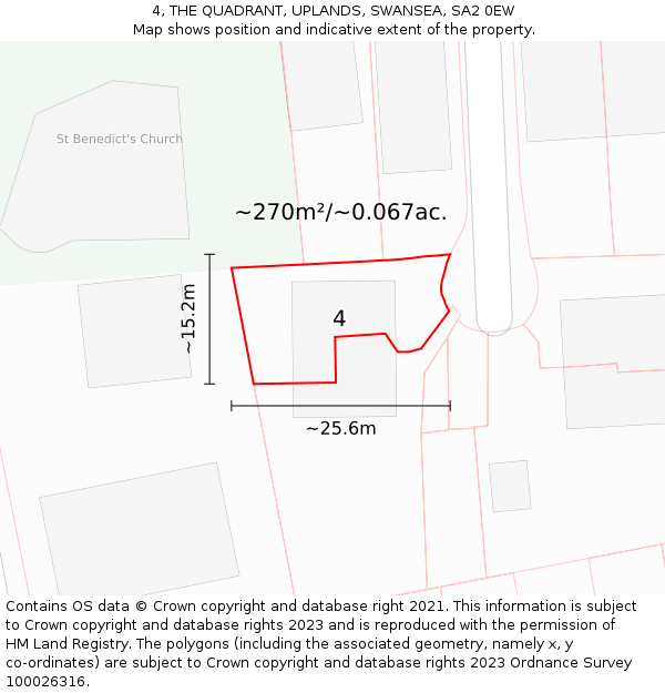 4, THE QUADRANT, UPLANDS, SWANSEA, SA2 0EW: Plot and title map
