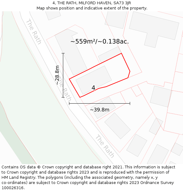 4, THE RATH, MILFORD HAVEN, SA73 3JR: Plot and title map