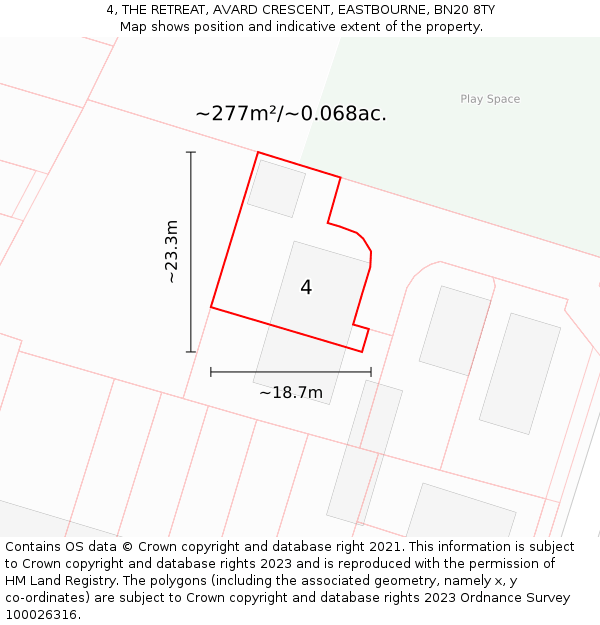 4, THE RETREAT, AVARD CRESCENT, EASTBOURNE, BN20 8TY: Plot and title map