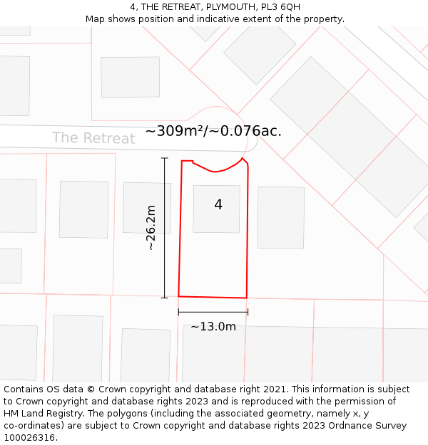 4, THE RETREAT, PLYMOUTH, PL3 6QH: Plot and title map