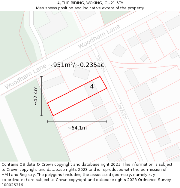4, THE RIDING, WOKING, GU21 5TA: Plot and title map