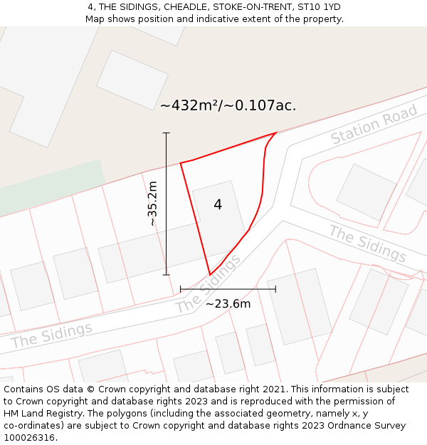 4, THE SIDINGS, CHEADLE, STOKE-ON-TRENT, ST10 1YD: Plot and title map