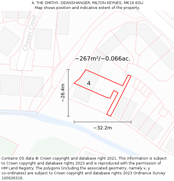 4, THE SMITHY, DEANSHANGER, MILTON KEYNES, MK19 6GU: Plot and title map