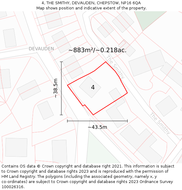 4, THE SMITHY, DEVAUDEN, CHEPSTOW, NP16 6QA: Plot and title map