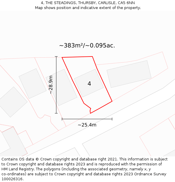 4, THE STEADINGS, THURSBY, CARLISLE, CA5 6NN: Plot and title map