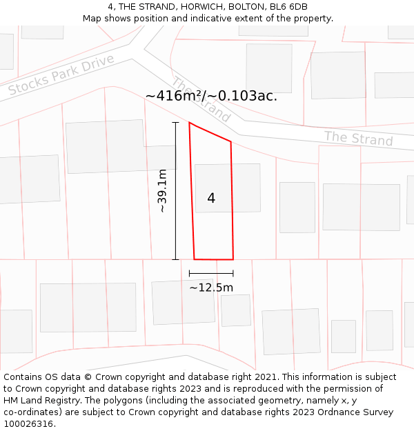 4, THE STRAND, HORWICH, BOLTON, BL6 6DB: Plot and title map