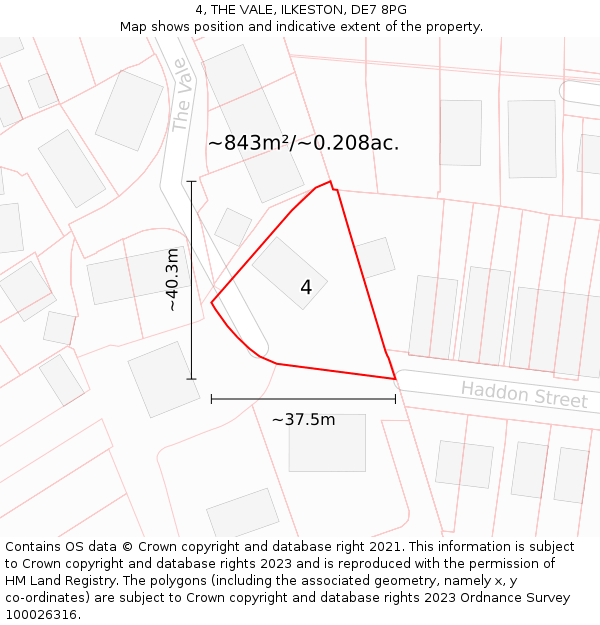 4, THE VALE, ILKESTON, DE7 8PG: Plot and title map