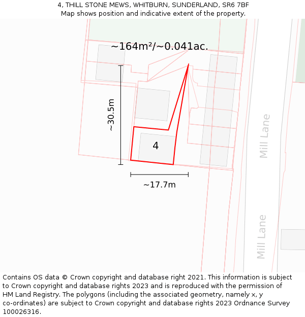 4, THILL STONE MEWS, WHITBURN, SUNDERLAND, SR6 7BF: Plot and title map