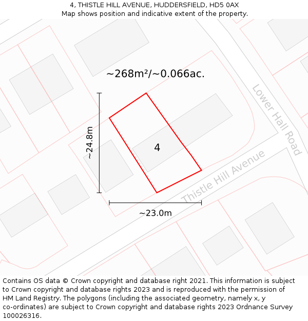 4, THISTLE HILL AVENUE, HUDDERSFIELD, HD5 0AX: Plot and title map