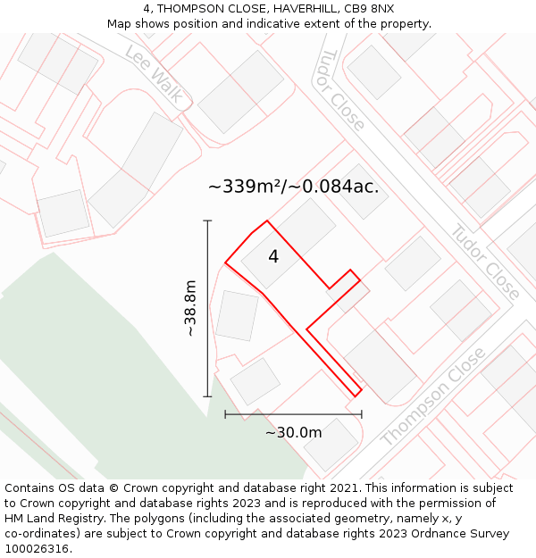 4, THOMPSON CLOSE, HAVERHILL, CB9 8NX: Plot and title map