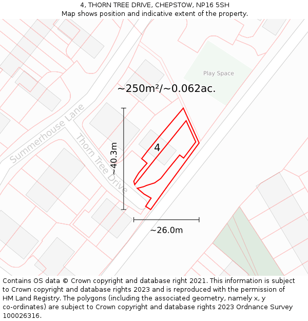 4, THORN TREE DRIVE, CHEPSTOW, NP16 5SH: Plot and title map