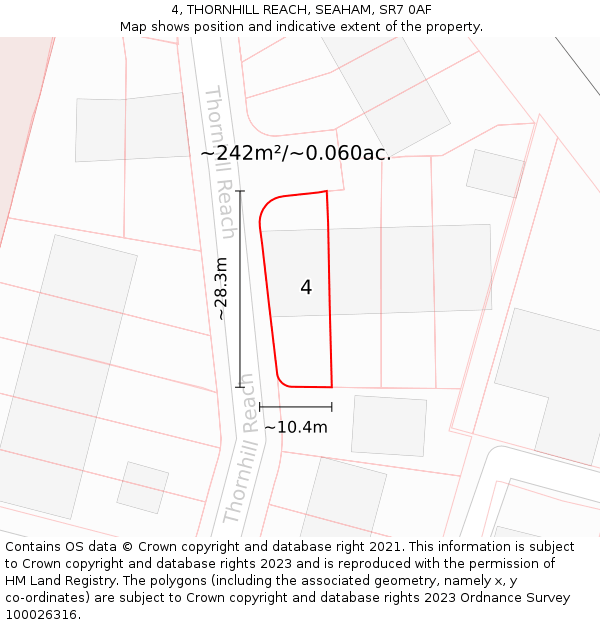 4, THORNHILL REACH, SEAHAM, SR7 0AF: Plot and title map
