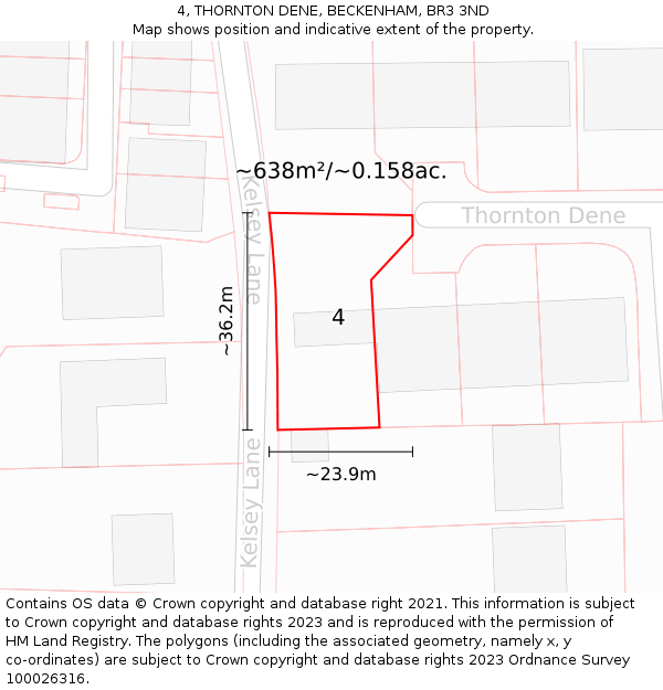 4, THORNTON DENE, BECKENHAM, BR3 3ND: Plot and title map