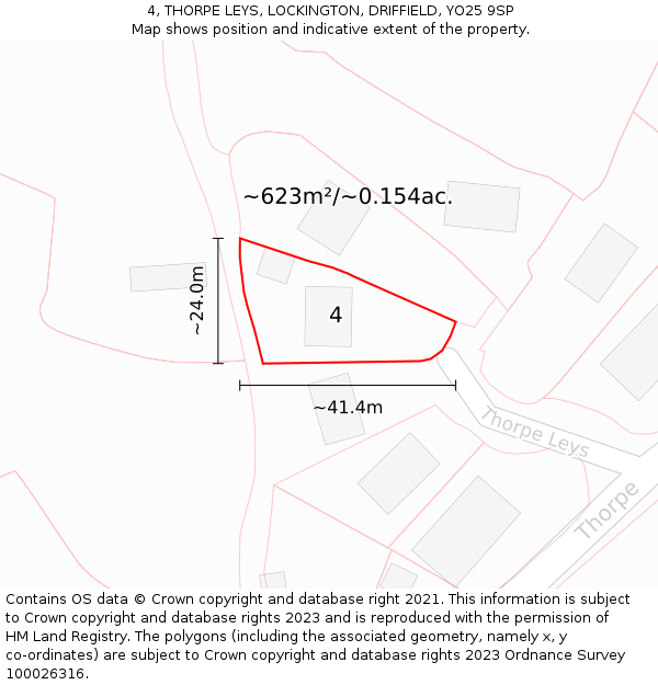 4, THORPE LEYS, LOCKINGTON, DRIFFIELD, YO25 9SP: Plot and title map