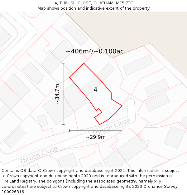 4, THRUSH CLOSE, CHATHAM, ME5 7TG: Plot and title map