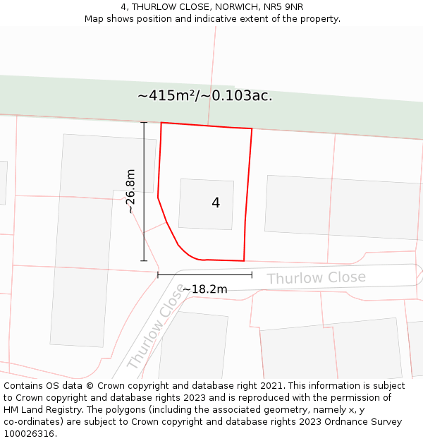 4, THURLOW CLOSE, NORWICH, NR5 9NR: Plot and title map