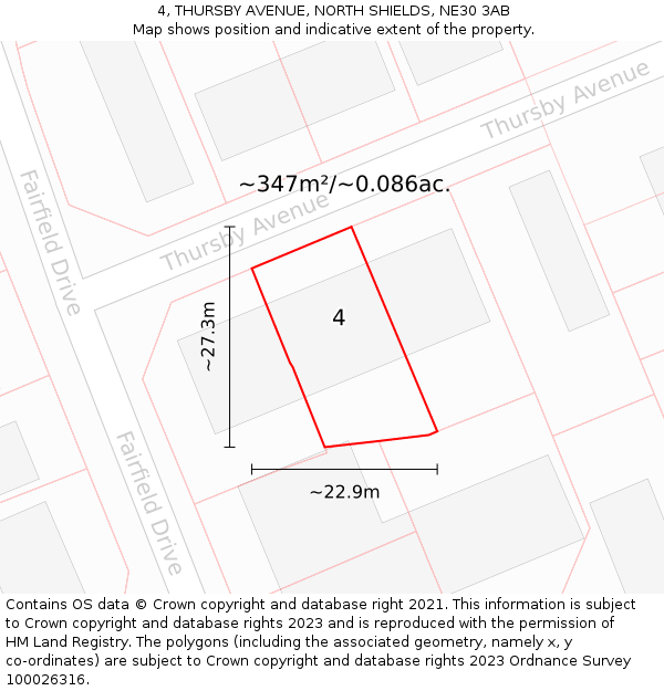 4, THURSBY AVENUE, NORTH SHIELDS, NE30 3AB: Plot and title map