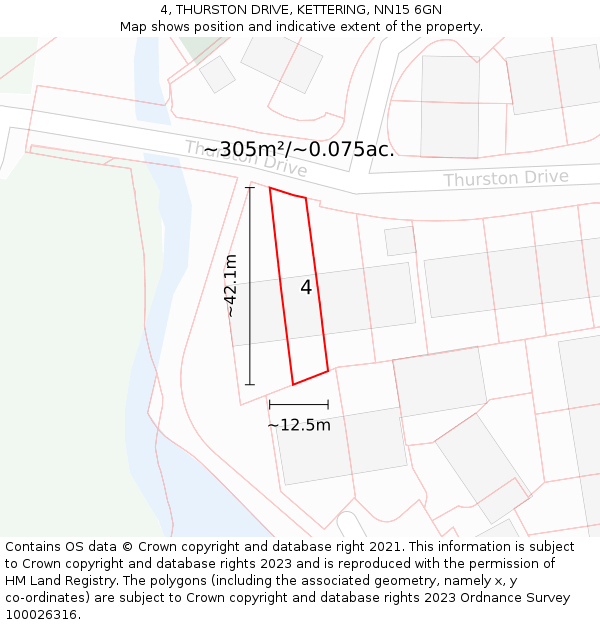 4, THURSTON DRIVE, KETTERING, NN15 6GN: Plot and title map