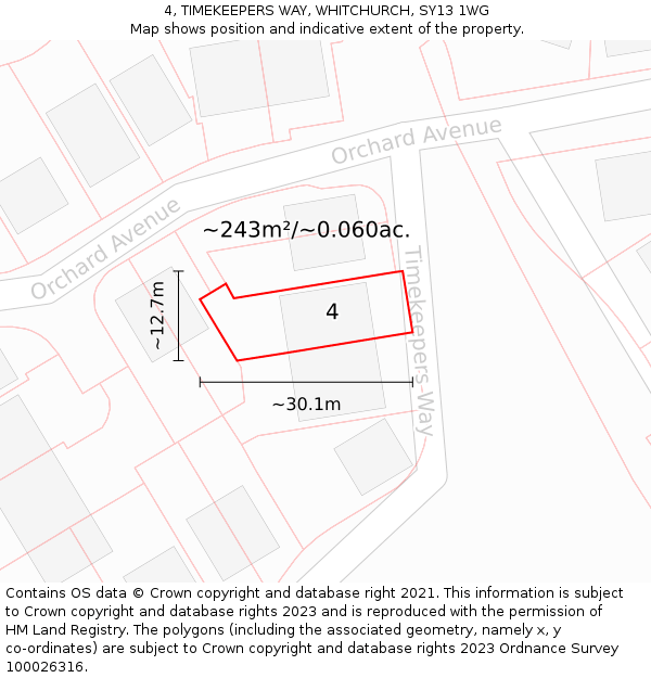 4, TIMEKEEPERS WAY, WHITCHURCH, SY13 1WG: Plot and title map