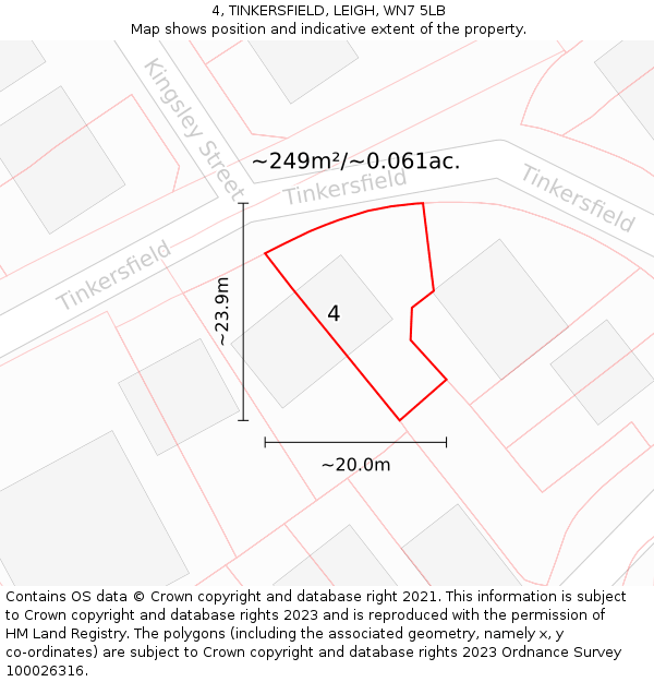 4, TINKERSFIELD, LEIGH, WN7 5LB: Plot and title map