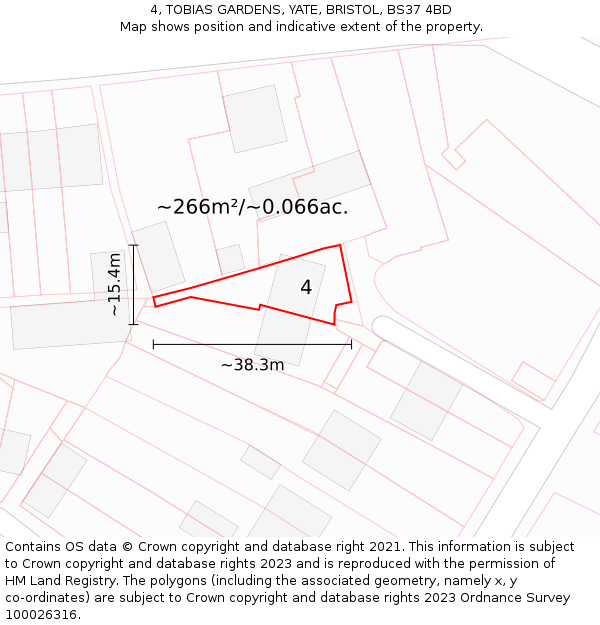 4, TOBIAS GARDENS, YATE, BRISTOL, BS37 4BD: Plot and title map