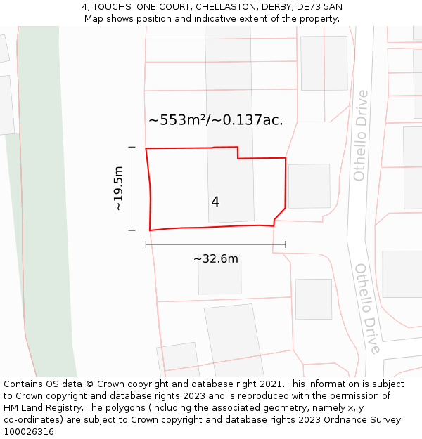 4, TOUCHSTONE COURT, CHELLASTON, DERBY, DE73 5AN: Plot and title map