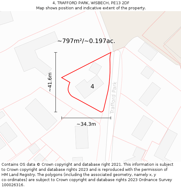 4, TRAFFORD PARK, WISBECH, PE13 2DF: Plot and title map