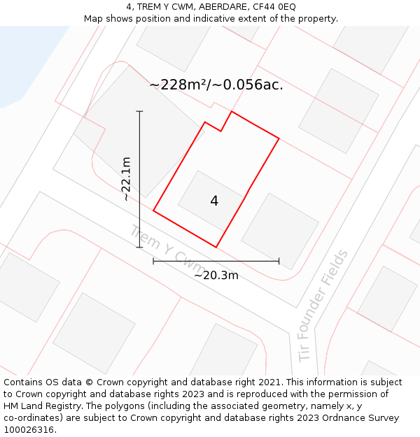 4, TREM Y CWM, ABERDARE, CF44 0EQ: Plot and title map