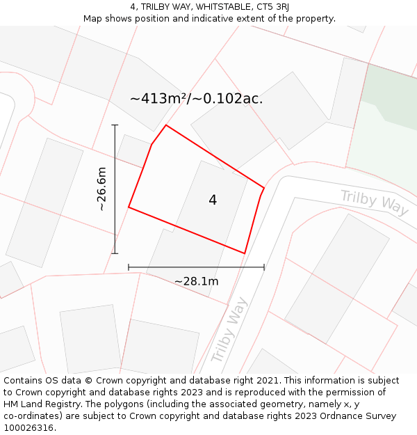 4, TRILBY WAY, WHITSTABLE, CT5 3RJ: Plot and title map