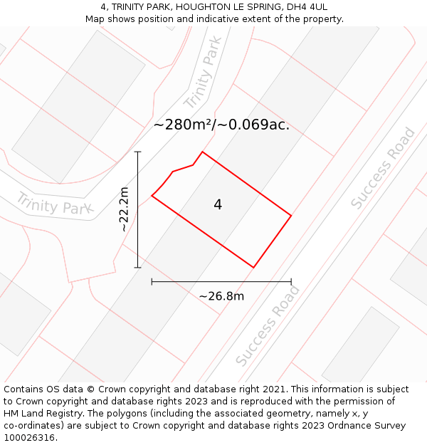 4, TRINITY PARK, HOUGHTON LE SPRING, DH4 4UL: Plot and title map