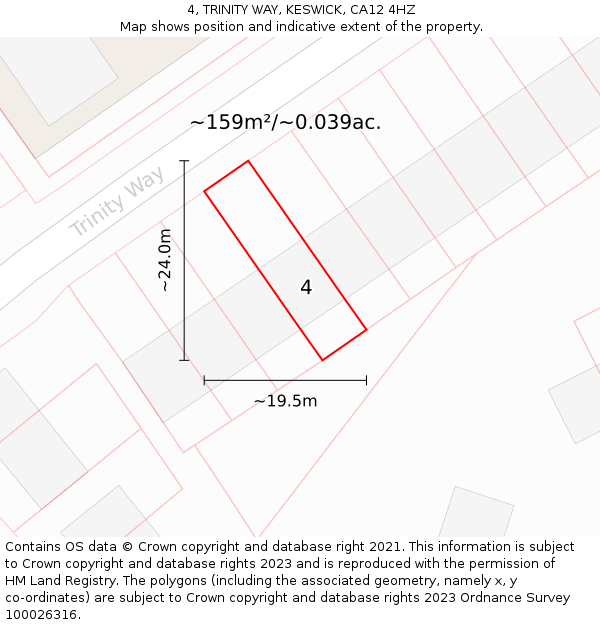4, TRINITY WAY, KESWICK, CA12 4HZ: Plot and title map