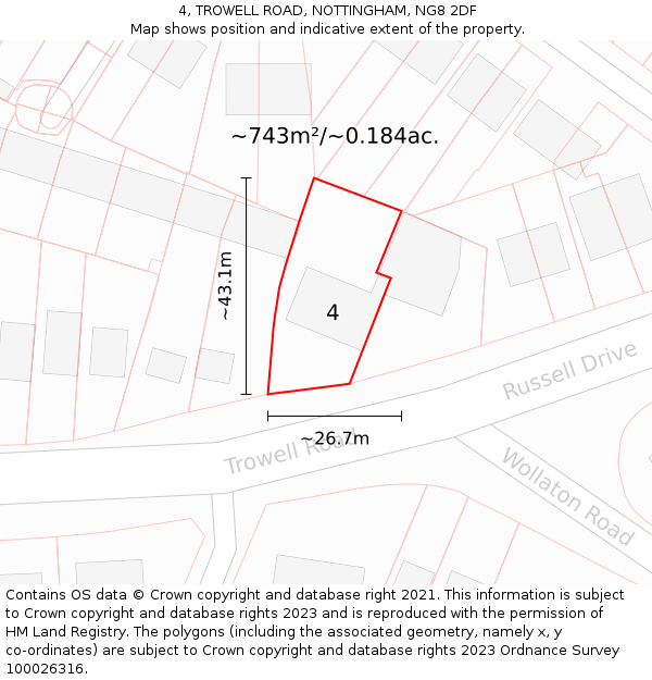 4, TROWELL ROAD, NOTTINGHAM, NG8 2DF: Plot and title map
