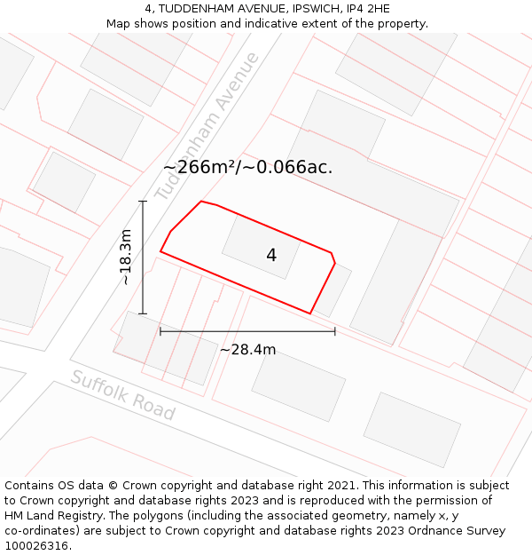 4, TUDDENHAM AVENUE, IPSWICH, IP4 2HE: Plot and title map