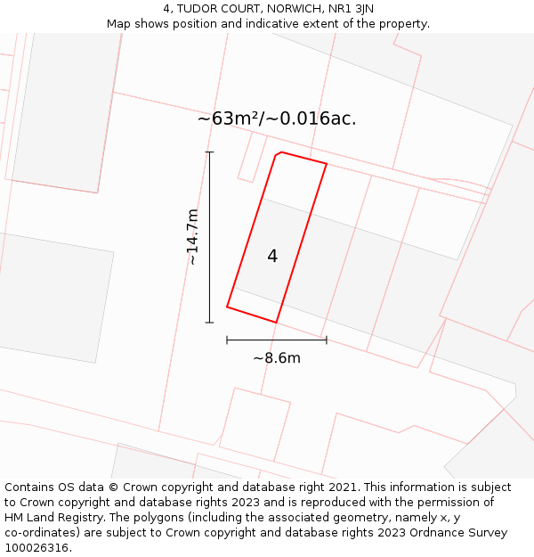4, TUDOR COURT, NORWICH, NR1 3JN: Plot and title map