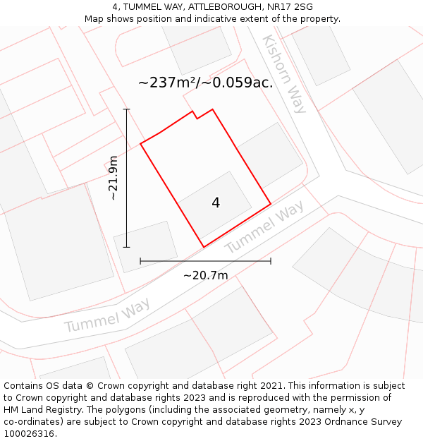 4, TUMMEL WAY, ATTLEBOROUGH, NR17 2SG: Plot and title map