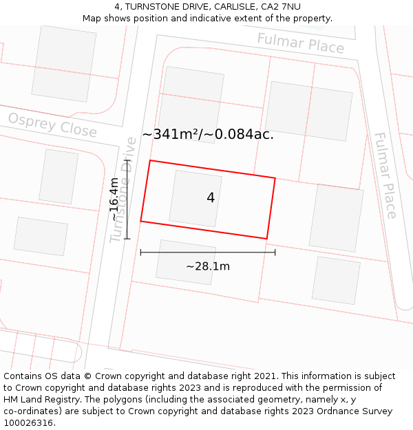 4, TURNSTONE DRIVE, CARLISLE, CA2 7NU: Plot and title map