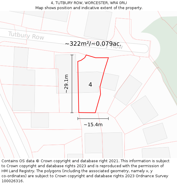 4, TUTBURY ROW, WORCESTER, WR4 0RU: Plot and title map