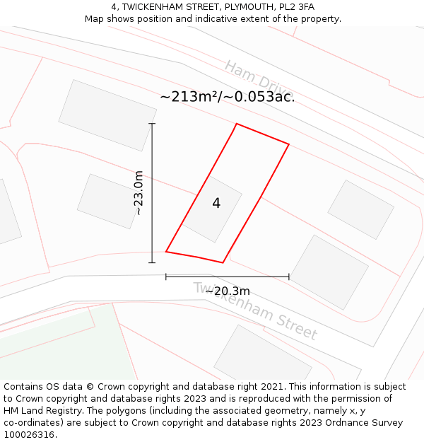 4, TWICKENHAM STREET, PLYMOUTH, PL2 3FA: Plot and title map