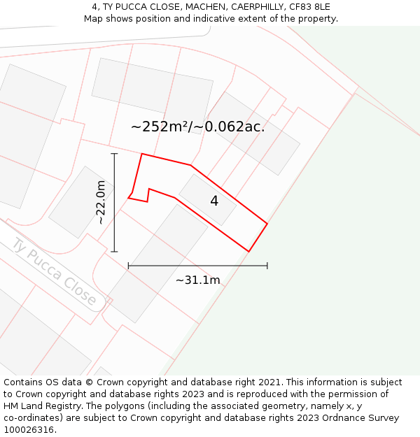 4, TY PUCCA CLOSE, MACHEN, CAERPHILLY, CF83 8LE: Plot and title map