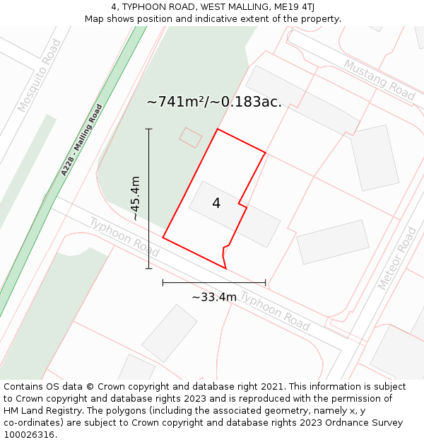4, TYPHOON ROAD, WEST MALLING, ME19 4TJ: Plot and title map