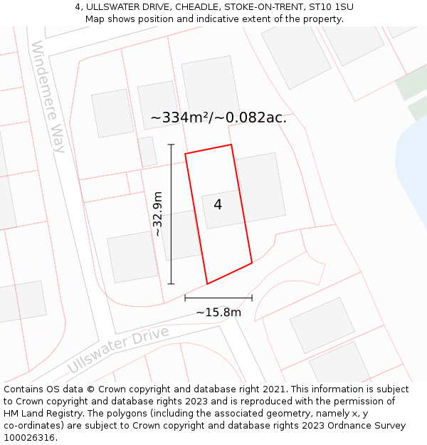 4, ULLSWATER DRIVE, CHEADLE, STOKE-ON-TRENT, ST10 1SU: Plot and title map