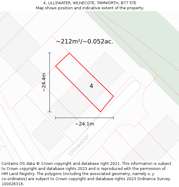 4, ULLSWATER, WILNECOTE, TAMWORTH, B77 5TE: Plot and title map
