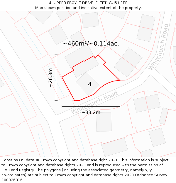 4, UPPER FROYLE DRIVE, FLEET, GU51 1EE: Plot and title map