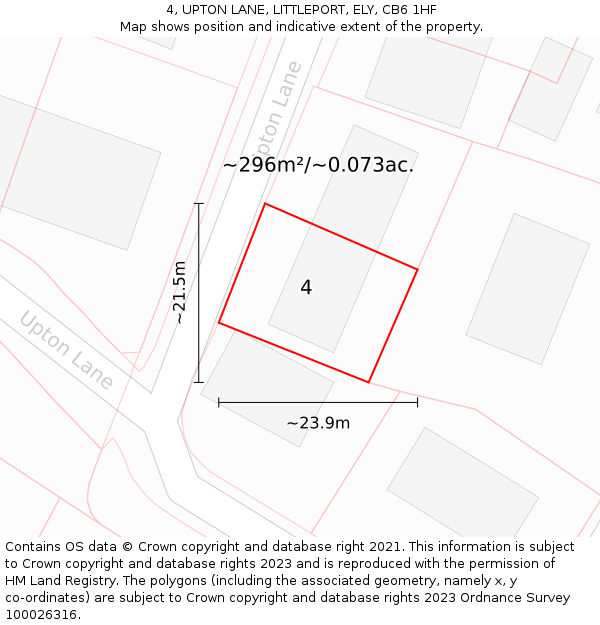 4, UPTON LANE, LITTLEPORT, ELY, CB6 1HF: Plot and title map