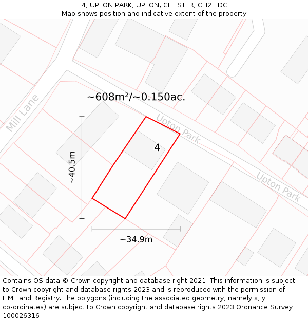 4, UPTON PARK, UPTON, CHESTER, CH2 1DG: Plot and title map