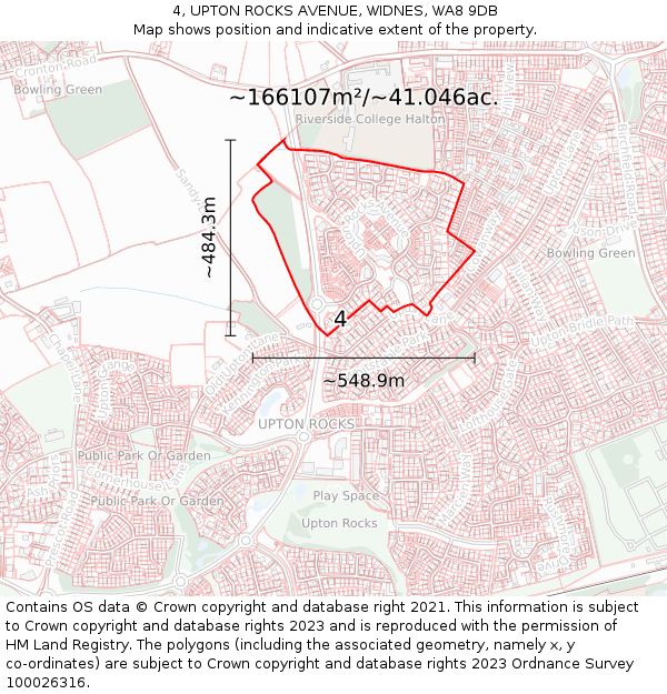 4, UPTON ROCKS AVENUE, WIDNES, WA8 9DB: Plot and title map