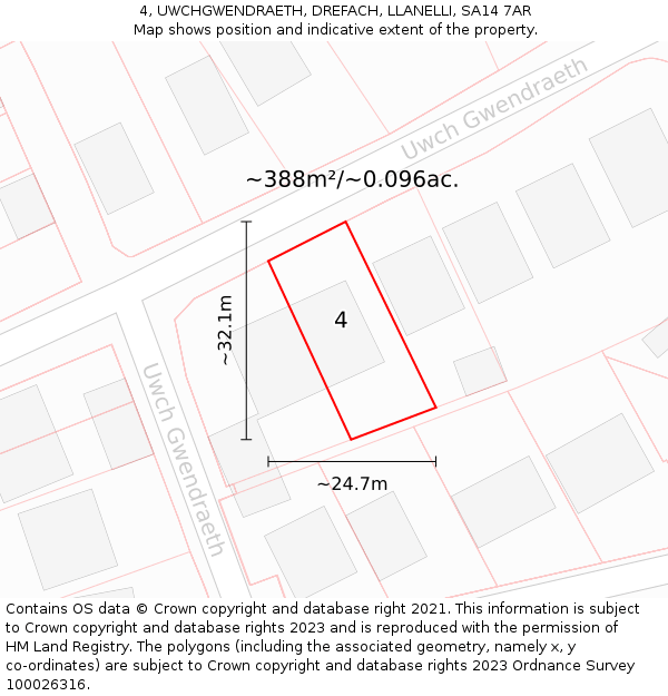 4, UWCHGWENDRAETH, DREFACH, LLANELLI, SA14 7AR: Plot and title map