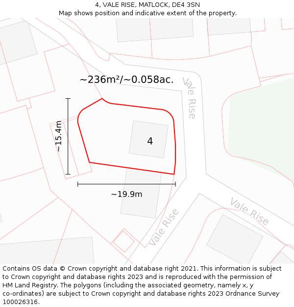 4, VALE RISE, MATLOCK, DE4 3SN: Plot and title map