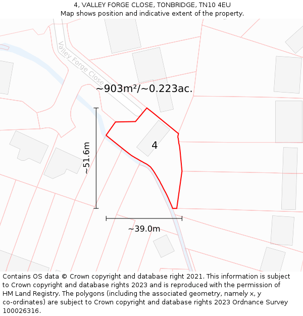 4, VALLEY FORGE CLOSE, TONBRIDGE, TN10 4EU: Plot and title map